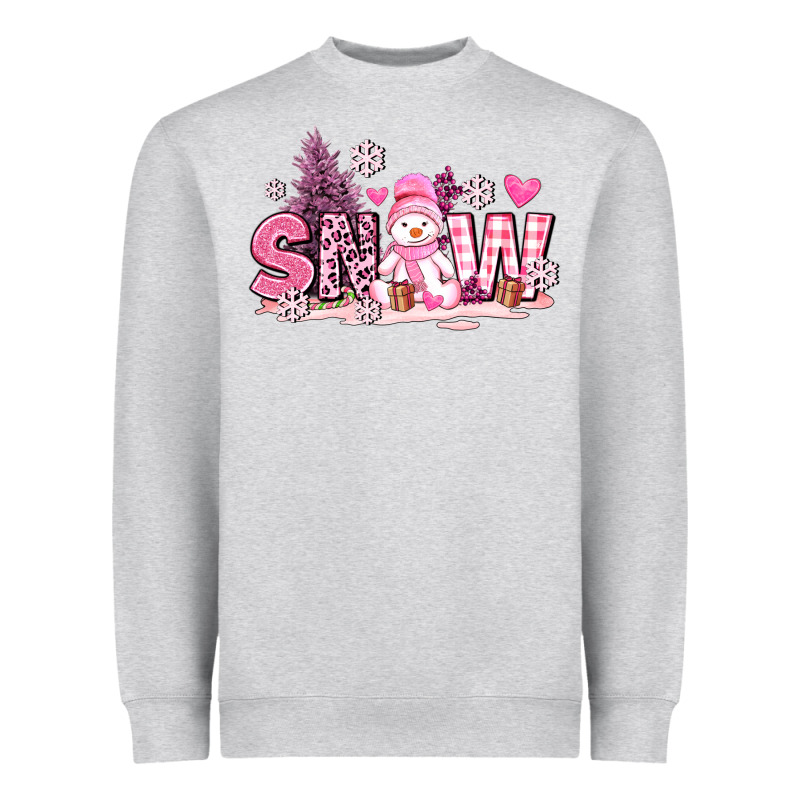 Pink Snowman And Snow Heavyweight Sweatshirt by AdoDesignShop | Teevron
