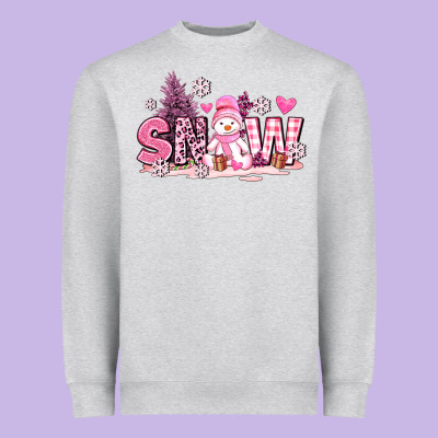 Pink Snowman And Snow Heavyweight Sweatshirt Designed By Adodesignshop