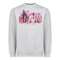 Heather Grey pink snowman and snow Heavyweight Sweatshirt - AdoDesignShop