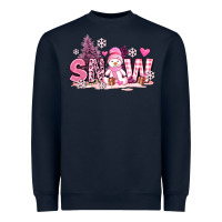 Navy pink snowman and snow Heavyweight Sweatshirt - AdoDesignShop