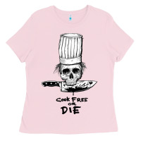 Bubblegum Pink bourdain cook free or die Ladies Tee - artisFamous