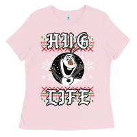 Bubblegum Pink fro.zen o.l.a.f hug life ugly christmas sweater style shirt Ladies Tee - artisFamous