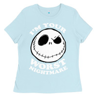 Baby Blue j.a.c.k  skel.ling.ton  worst nightmare t shirt Ladies Tee - artisFamous