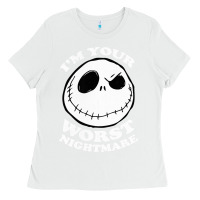 White j.a.c.k  skel.ling.ton  worst nightmare t shirt Ladies Tee - artisFamous