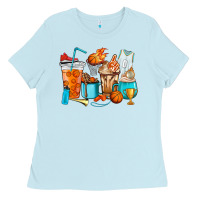 Baby Blue Basketball coffee cups Ladies Tee - HowdyJamesFarm