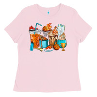 Bubblegum Pink Basketball coffee cups Ladies Tee - HowdyJamesFarm