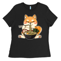 Black shiba inu dog ramen Ladies Tee - artisFamous