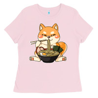 Bubblegum Pink shiba inu dog ramen Ladies Tee - artisFamous