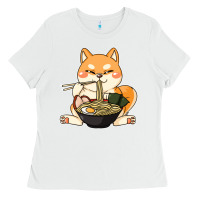 White shiba inu dog ramen Ladies Tee - artisFamous