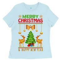 Baby Blue merry christmas Ladies Tee - artisFamous