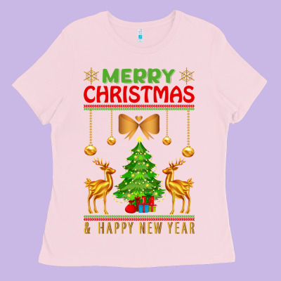 Merry Christmas Ladies Tee Designed By Artisfamous