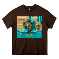 Chocolate Brown wıshın i was fıshın Heavy Core Tee - TumblerDesignByShophia