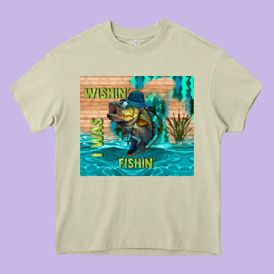 Wıshın I Was Fıshın Heavy Core Tee Designed By Tumblerdesignbyshophia