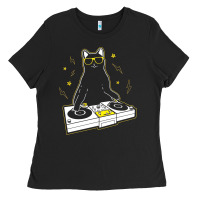 Black cat dj Ladies Tee - artisFamous