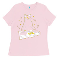 Bubblegum Pink cat dj Ladies Tee - artisFamous