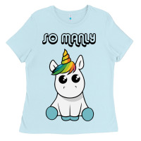 Baby Blue so manly funny unicorn Ladies Tee - artisFamous