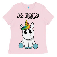 Bubblegum Pink so manly funny unicorn Ladies Tee - artisFamous