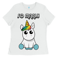 White so manly funny unicorn Ladies Tee - artisFamous