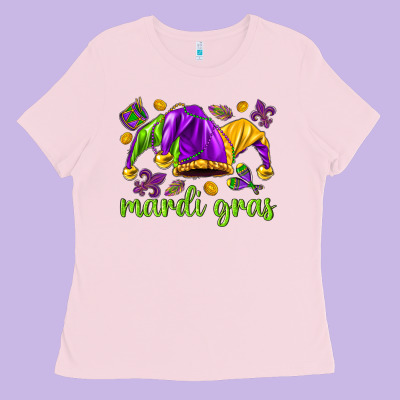 Mardi Gras With Jester Hat Ladies Tee Designed By Howdyjamesfarm