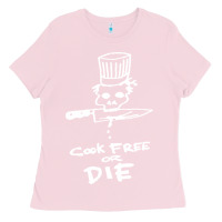 Bubblegum Pink bourdain cook free or die Ladies Tee - artisFamous