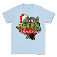 Dusty Blue texas christmas Classic Tee - CowGirlArtShop