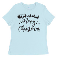 Baby Blue merry christmas Ladies Tee - artisFamous