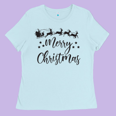 Merry Christmas Ladies Tee Designed By Artisfamous