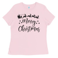Bubblegum Pink merry christmas Ladies Tee - artisFamous