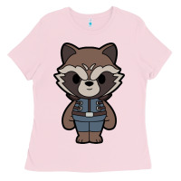 Bubblegum Pink rocket racoon chibi Ladies Tee - artisFamous
