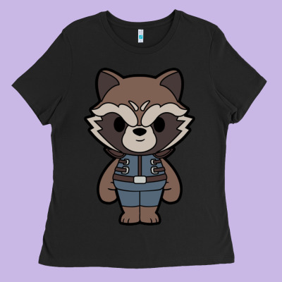 Rocket Racoon Chibi Ladies Tee Designed By Artisfamous