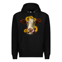Black hereford cattle sunflowers heifer Premium Hoodie - Jasminsmagicworld