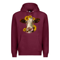 Burgundy hereford cattle sunflowers heifer Premium Hoodie - Jasminsmagicworld