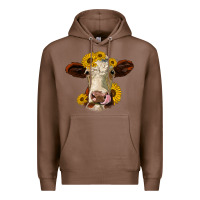 Chestnut hereford cattle sunflowers heifer Premium Hoodie - Jasminsmagicworld