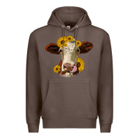 Coffee hereford cattle sunflowers heifer Premium Hoodie - Jasminsmagicworld