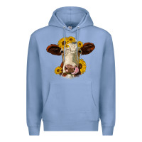 Colony Blue hereford cattle sunflowers heifer Premium Hoodie - Jasminsmagicworld
