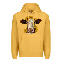 Mustard hereford cattle sunflowers heifer Premium Hoodie - Jasminsmagicworld
