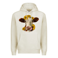 Oatmeal Heather hereford cattle sunflowers heifer Premium Hoodie - Jasminsmagicworld