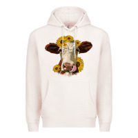 Pale Pink hereford cattle sunflowers heifer Premium Hoodie - Jasminsmagicworld