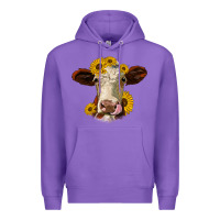 Purple hereford cattle sunflowers heifer Premium Hoodie - Jasminsmagicworld