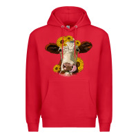 Red hereford cattle sunflowers heifer Premium Hoodie - Jasminsmagicworld
