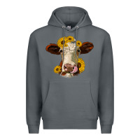 Rock hereford cattle sunflowers heifer Premium Hoodie - Jasminsmagicworld