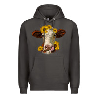 Smoke hereford cattle sunflowers heifer Premium Hoodie - Jasminsmagicworld