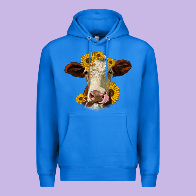 Hereford Cattle Sunflowers Heifer Premium Hoodie Designed By Jasminsmagicworld