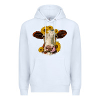 White hereford cattle sunflowers heifer Premium Hoodie - Jasminsmagicworld