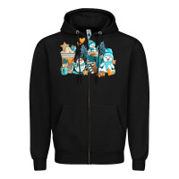 Black winter snowman coffee cups Zipper Hoodie - AdoDesignShop