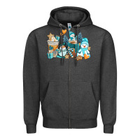 Winter Snowman Coffee Cups Zipper Hoodie | Teevron