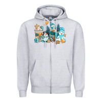 Heather Grey winter snowman coffee cups Zipper Hoodie - AdoDesignShop