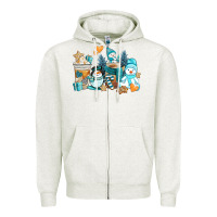 Oatmeal Heather winter snowman coffee cups Zipper Hoodie - AdoDesignShop