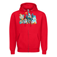 Red winter snowman coffee cups Zipper Hoodie - AdoDesignShop