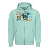 Seafoam winter snowman coffee cups Zipper Hoodie - AdoDesignShop